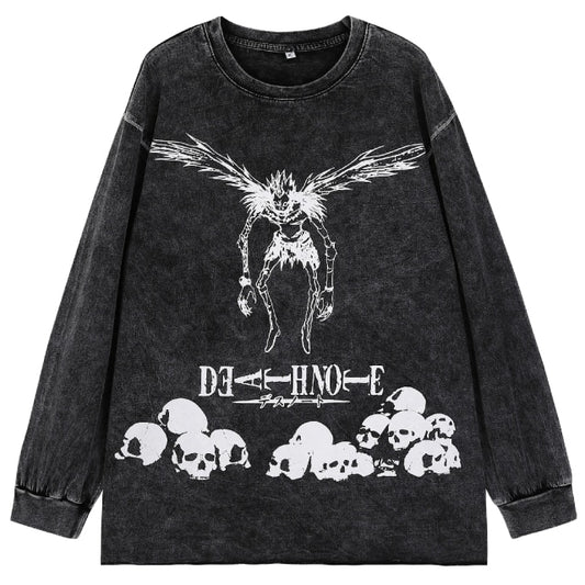 Deathnote Oversized Washed Long Sleeve Crewneck