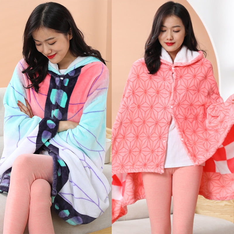 Tanjiro Zenitsu Giyuu Kyoujurou Shinobu Soft Warm Cloak Hoodie