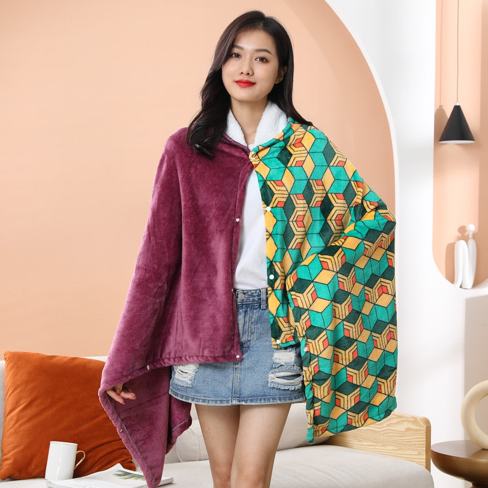 Tanjiro Zenitsu Giyuu Kyoujurou Shinobu Soft Warm Cloak Hoodie