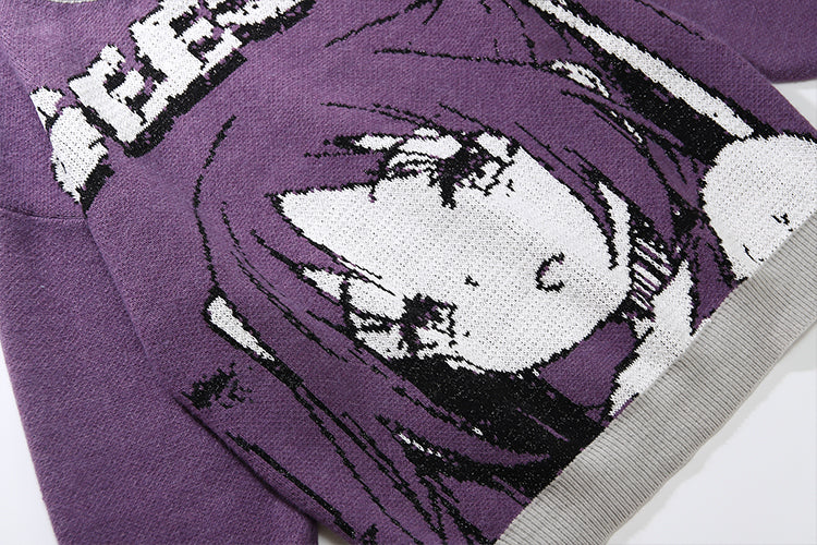 GEESA Oversized Anime Crewneck Sweater
