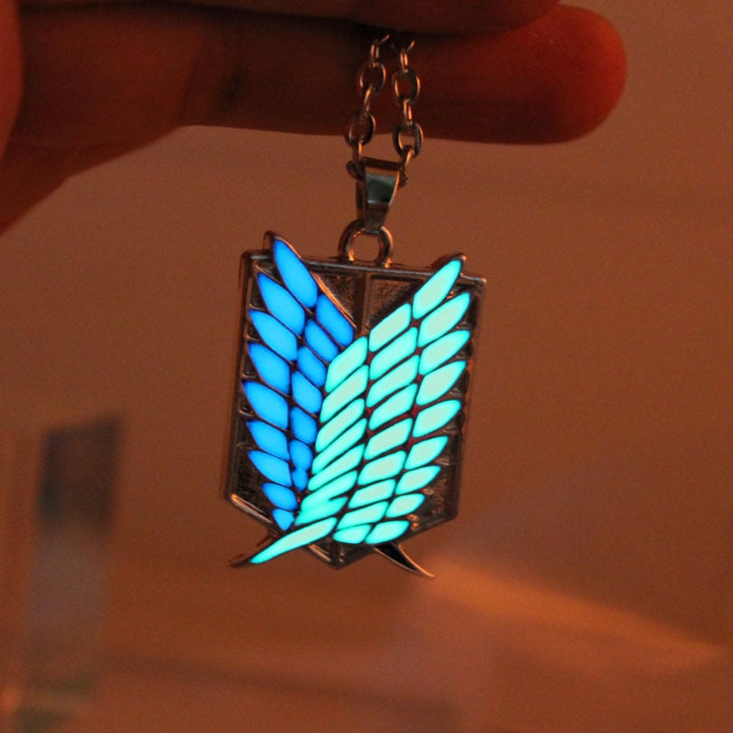 Attack on Titan Glowing Necklace Pendants Wings Of Liberty Glow in the Dark